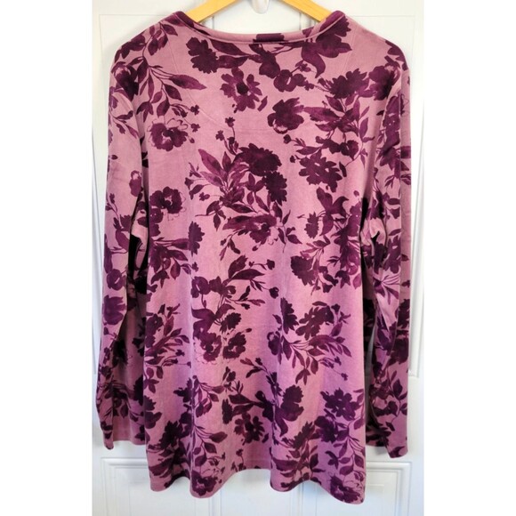 D & Co Comfort Zone Velour Floral Tunic Top Size XL - Picture 8 of 8